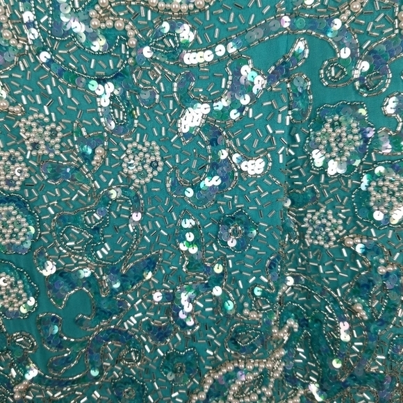 Oleg Cassini Black Tie Vtg Heavily Beaded Silk Mini Dress Size 12 Fairy Event - Picture 10 of 13